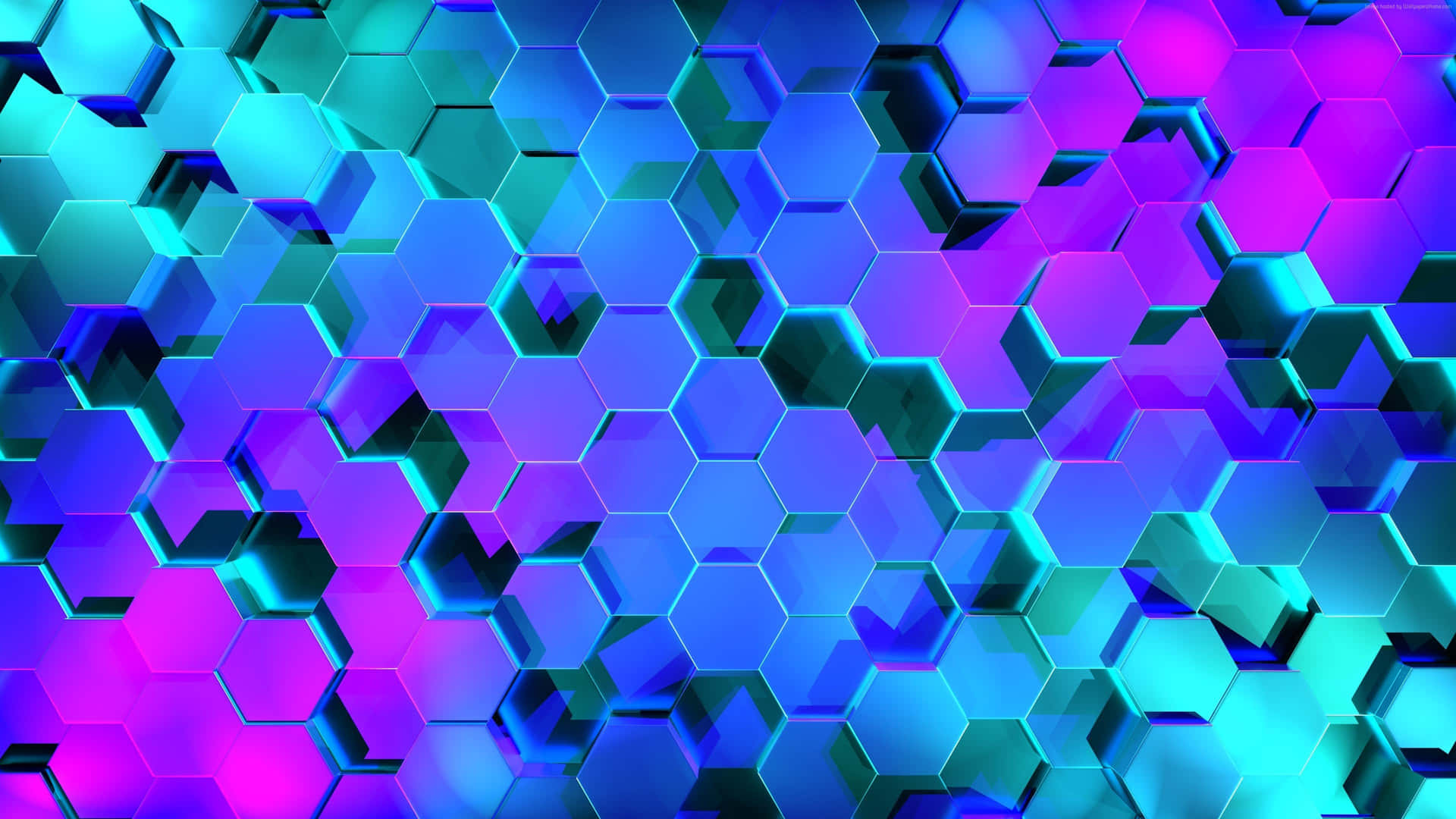 Blue And Purple Hexagon Patterns Background