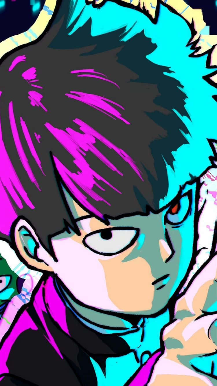 Blue And Purple Mob Psycho Iphone Background