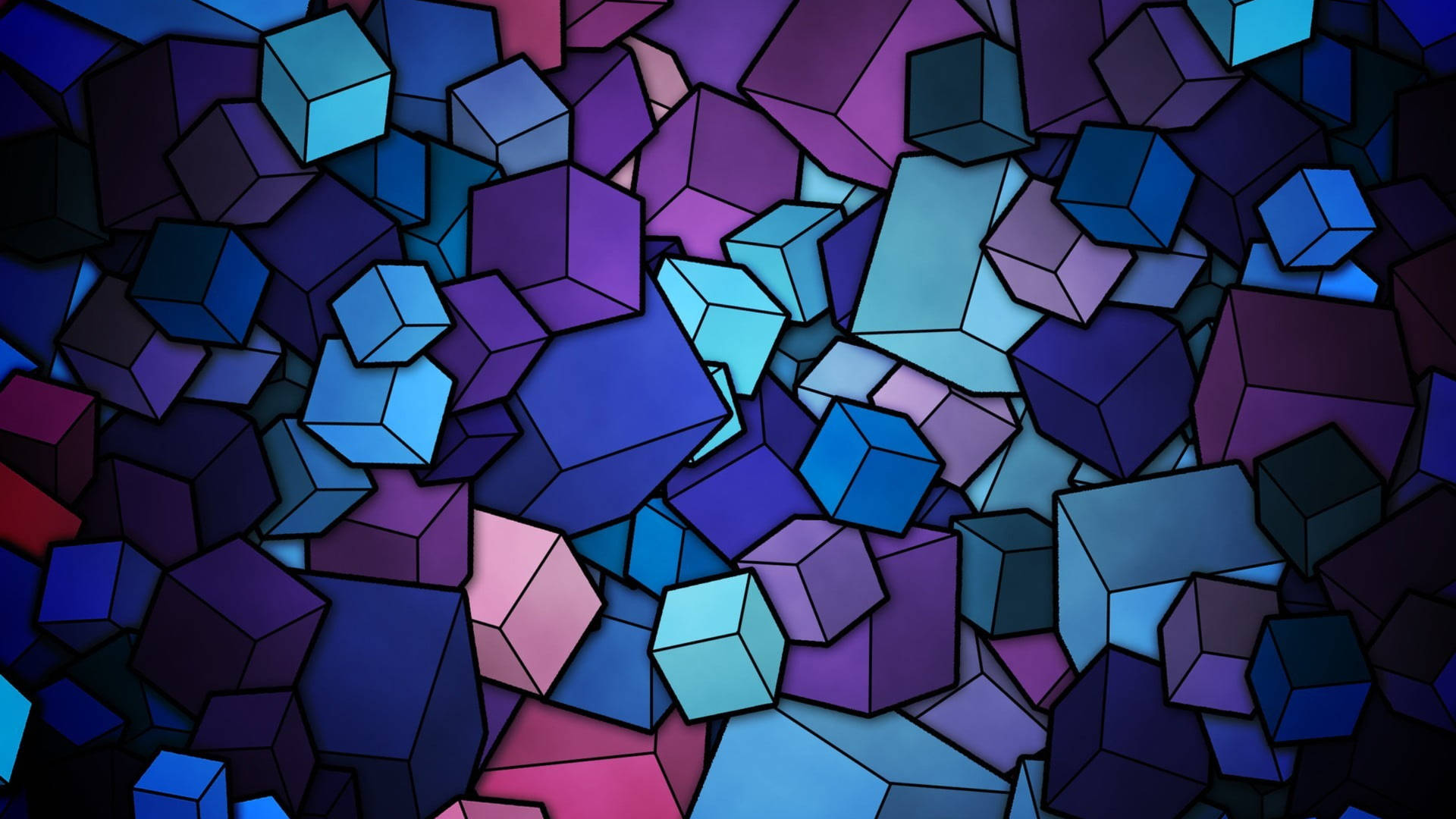 Blue And Purple Platonic Shapes Abstract Background