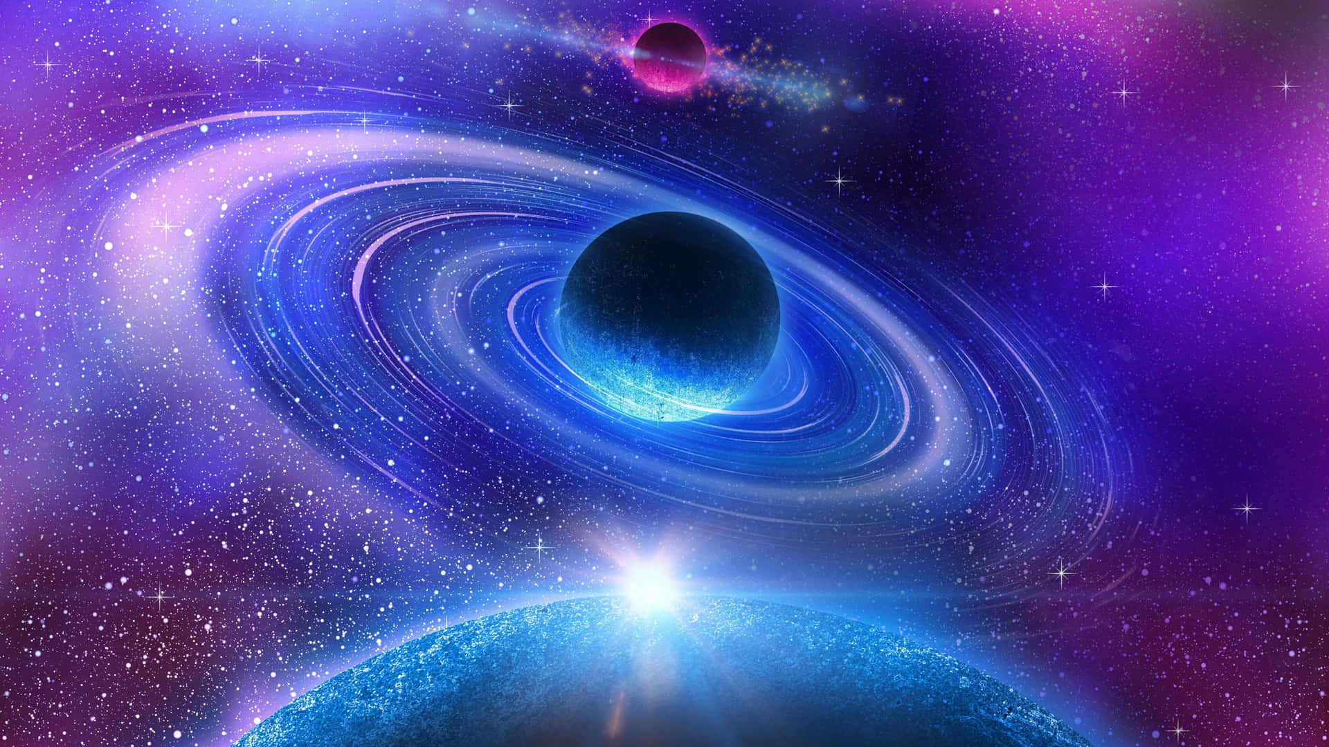 Blue And Purple Solar System Background