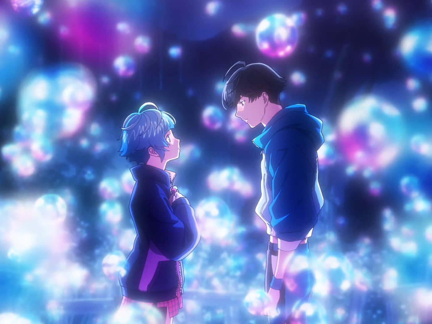 Blue And Purple Uta Hibiki Bubble Anime