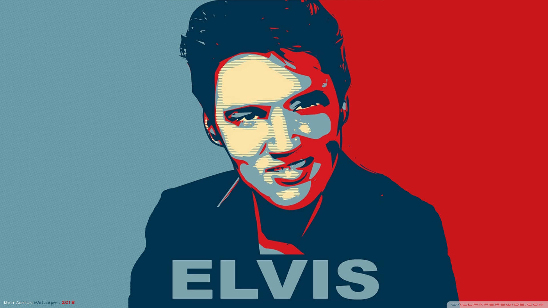 Blue And Red 4k Elvis Background