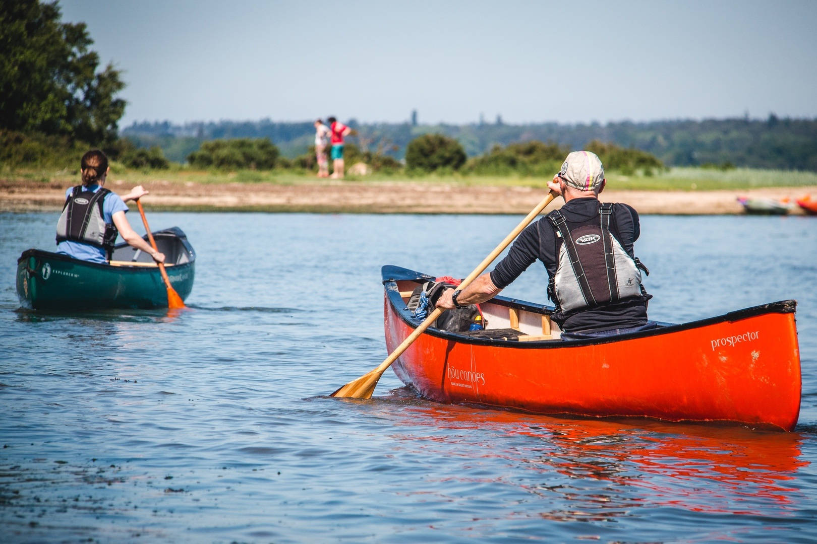 Blue And Red Canoeing Boat Background