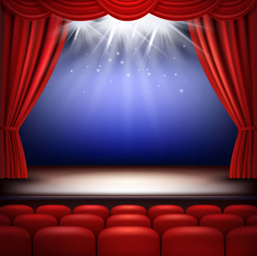 Blue And Red Cartoon Theatre Stage