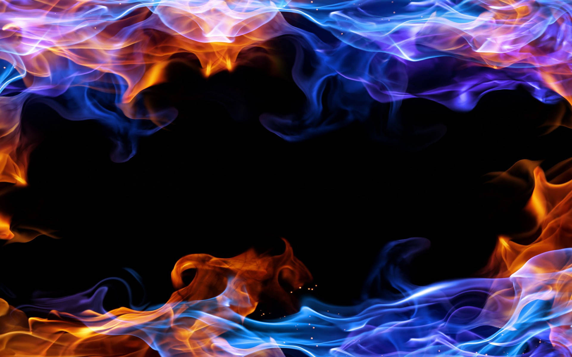 Blue And Red Fire Border Background