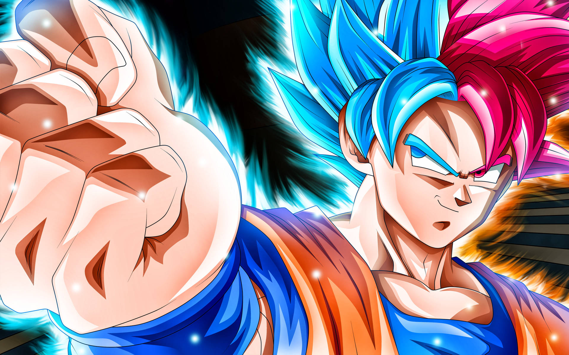 Blue And Red Hair Black Goku Rose 4k Background
