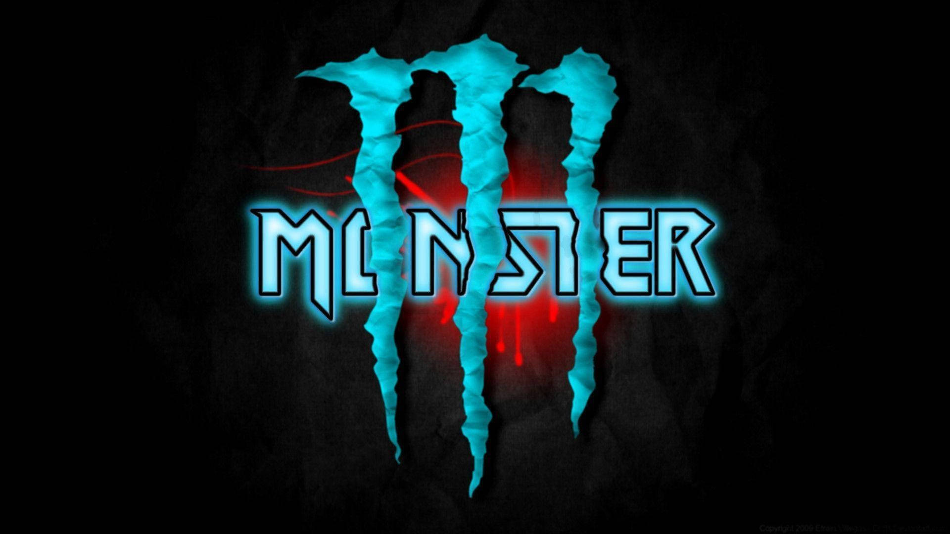 Blue And Red Monster Energy Logo Background