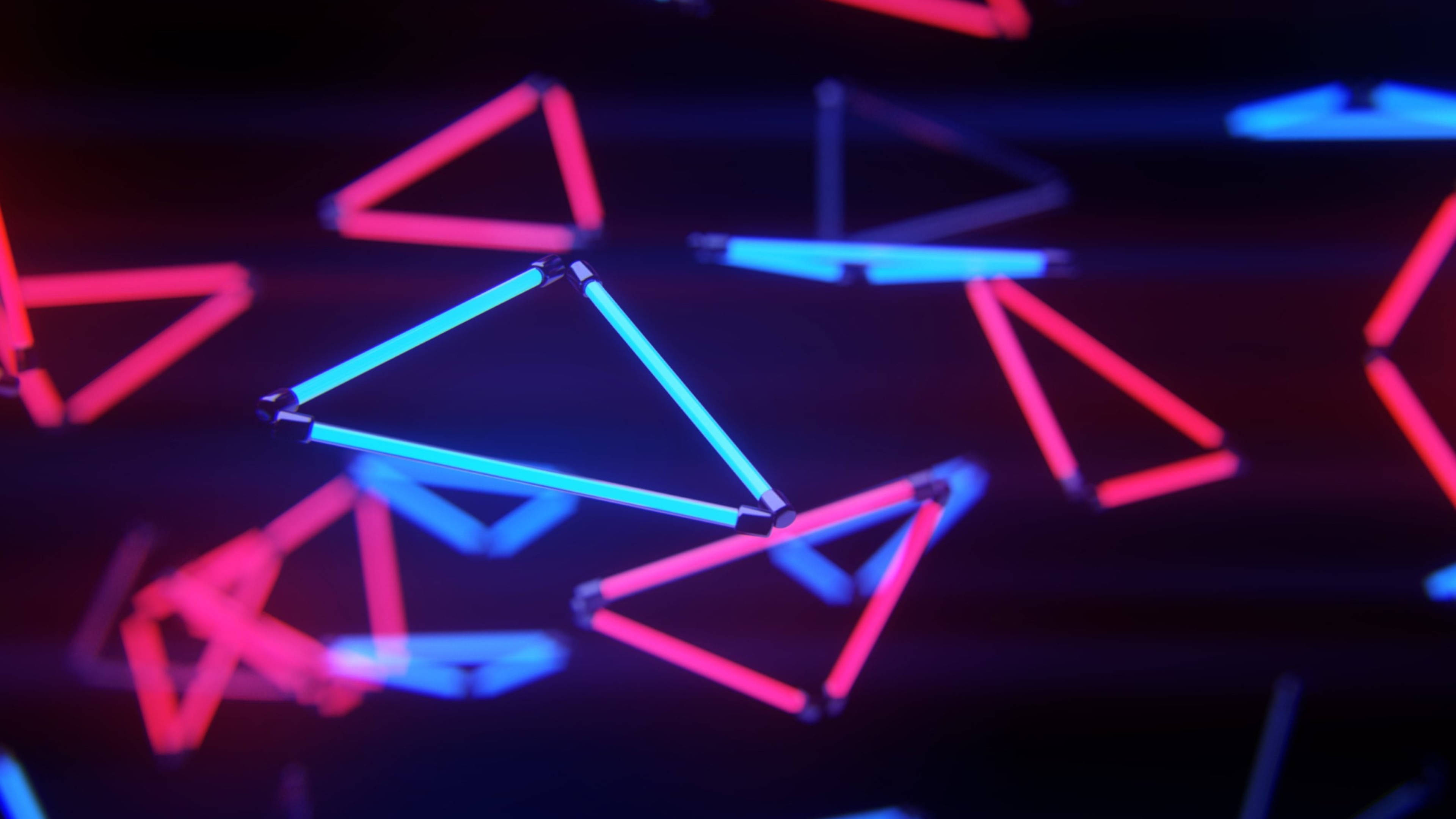 Blue And Red Triangle Led 4k Background