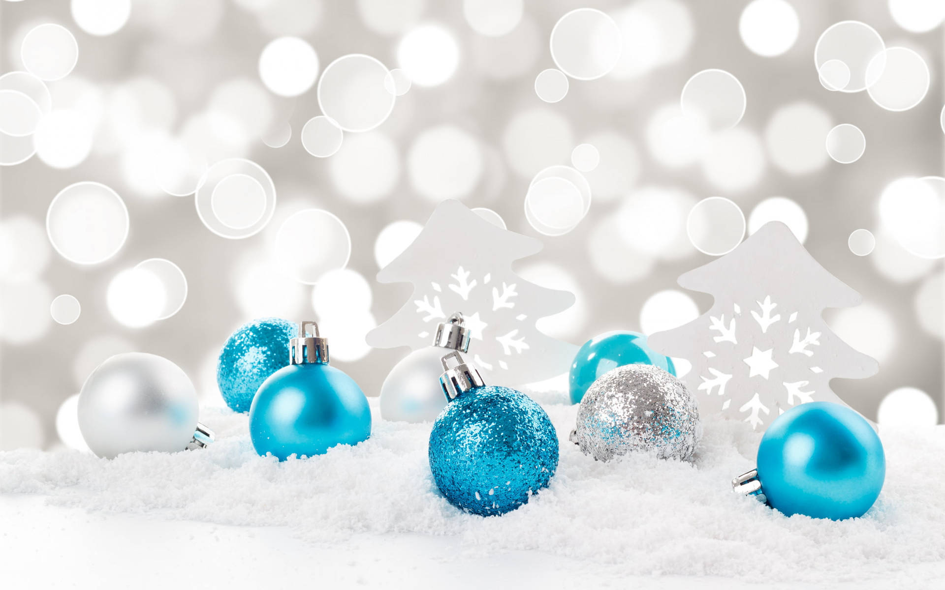 Blue And Silver Christmas Balls Decor Background