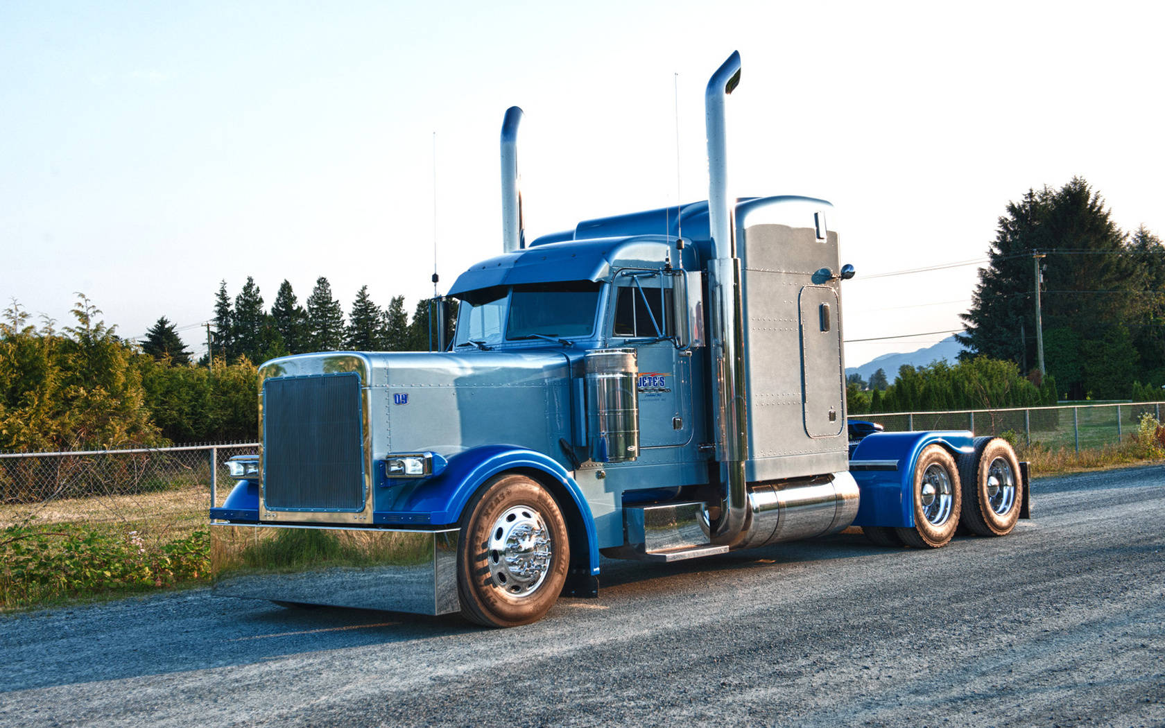 Blue And Silver Peterbilt Background