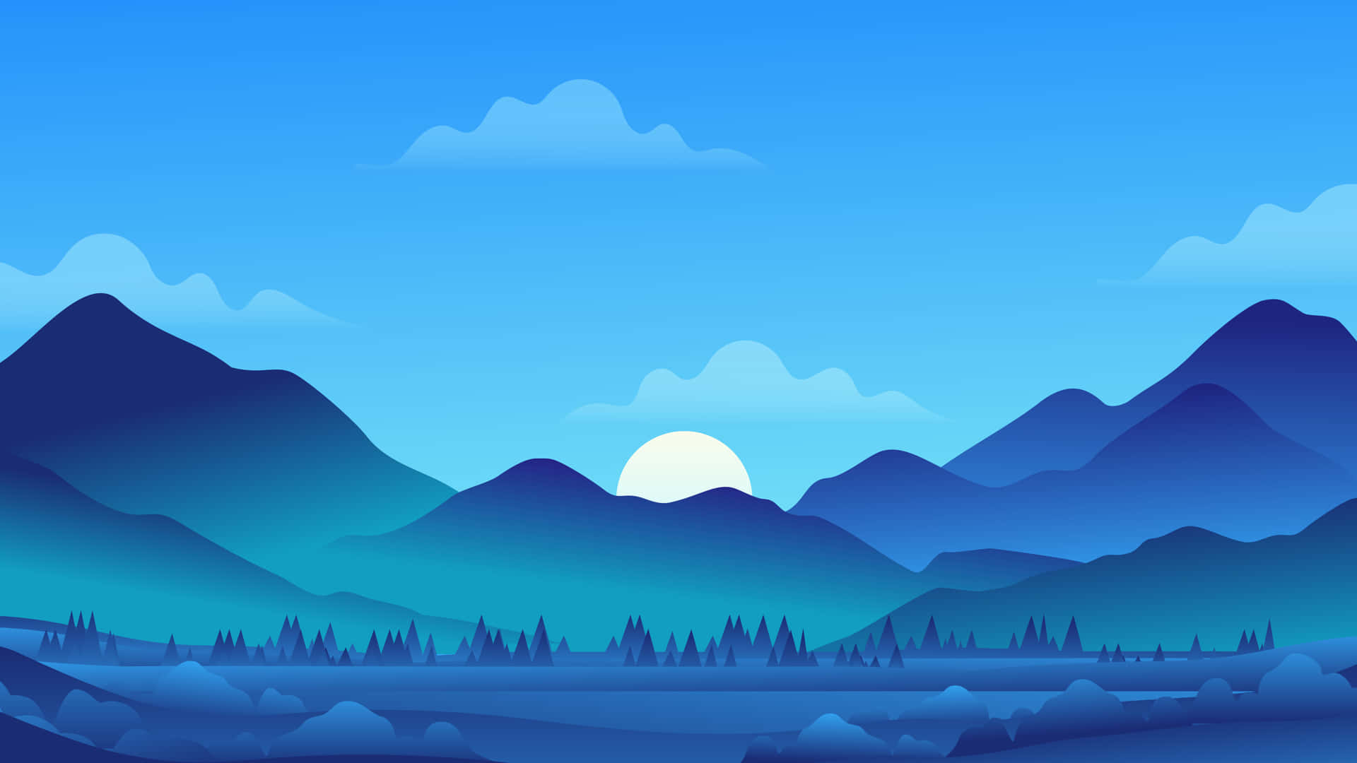 Blue And Teal Mountains Minimal Background