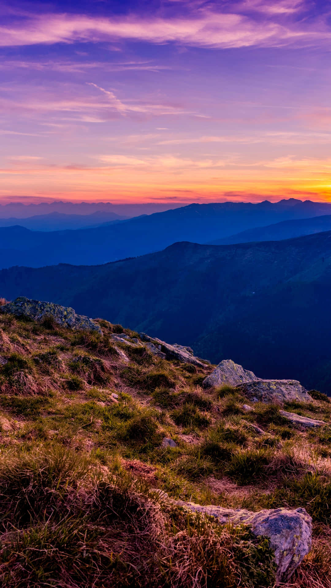 Blue And Violet Mountains Sunset