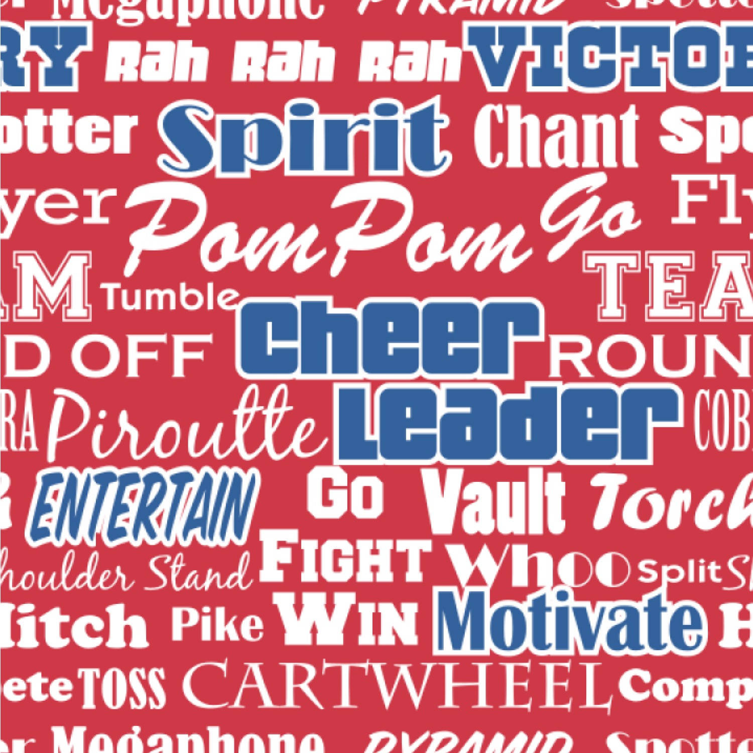 Blue And White Cheerleader Typography