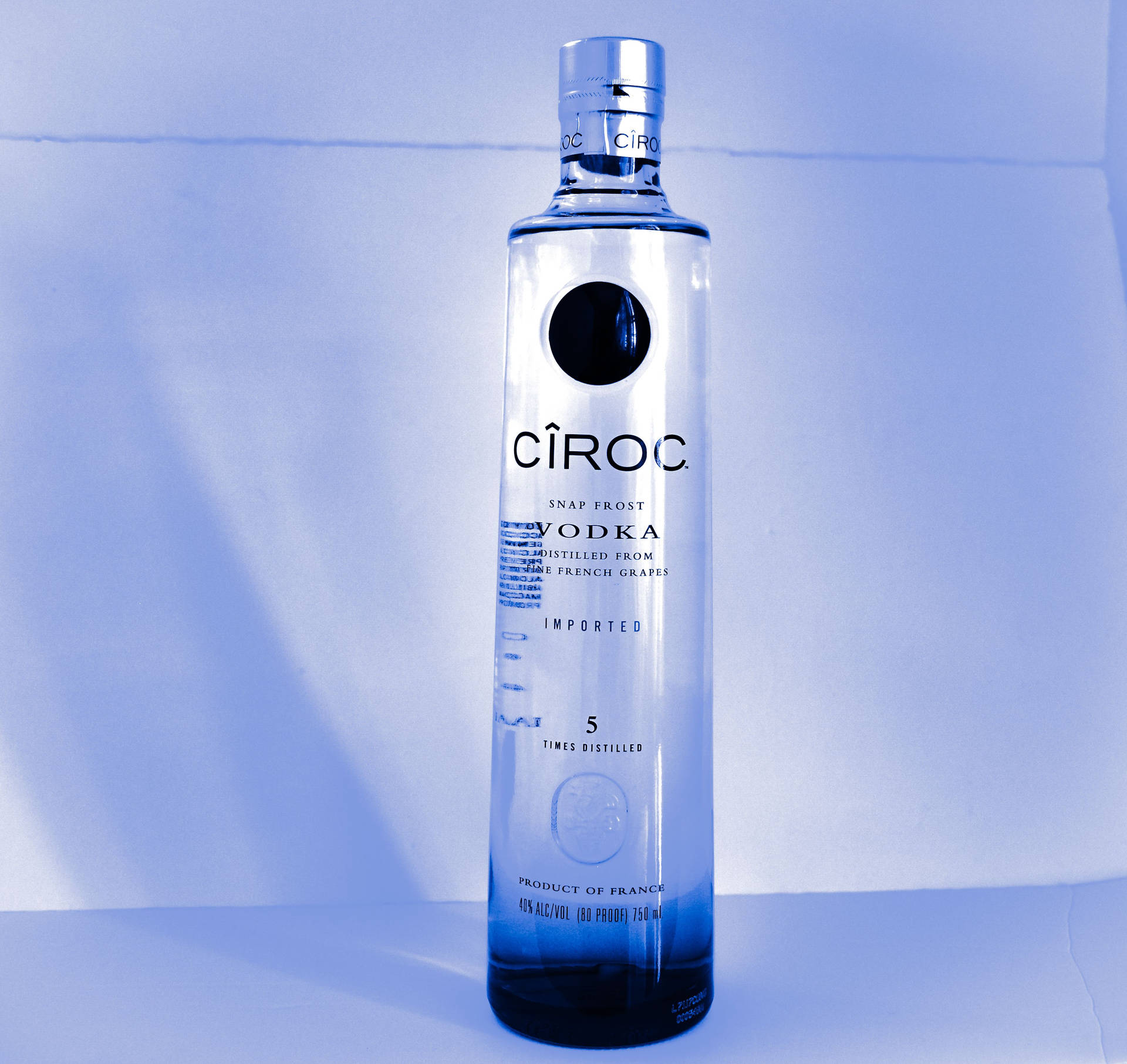 Blue And White Ciroc French Vodka Bottle Background