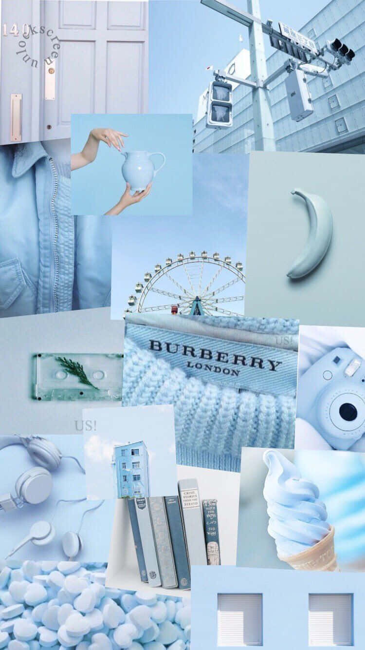 Blue And White Collage With Pictures Of Blue And White Background