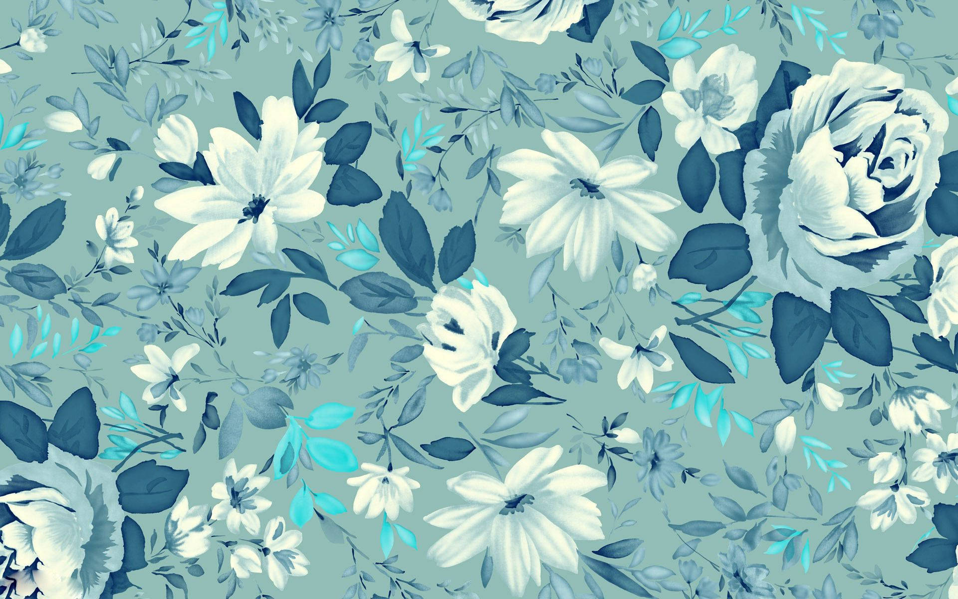 Blue And White Floral Desktop Background