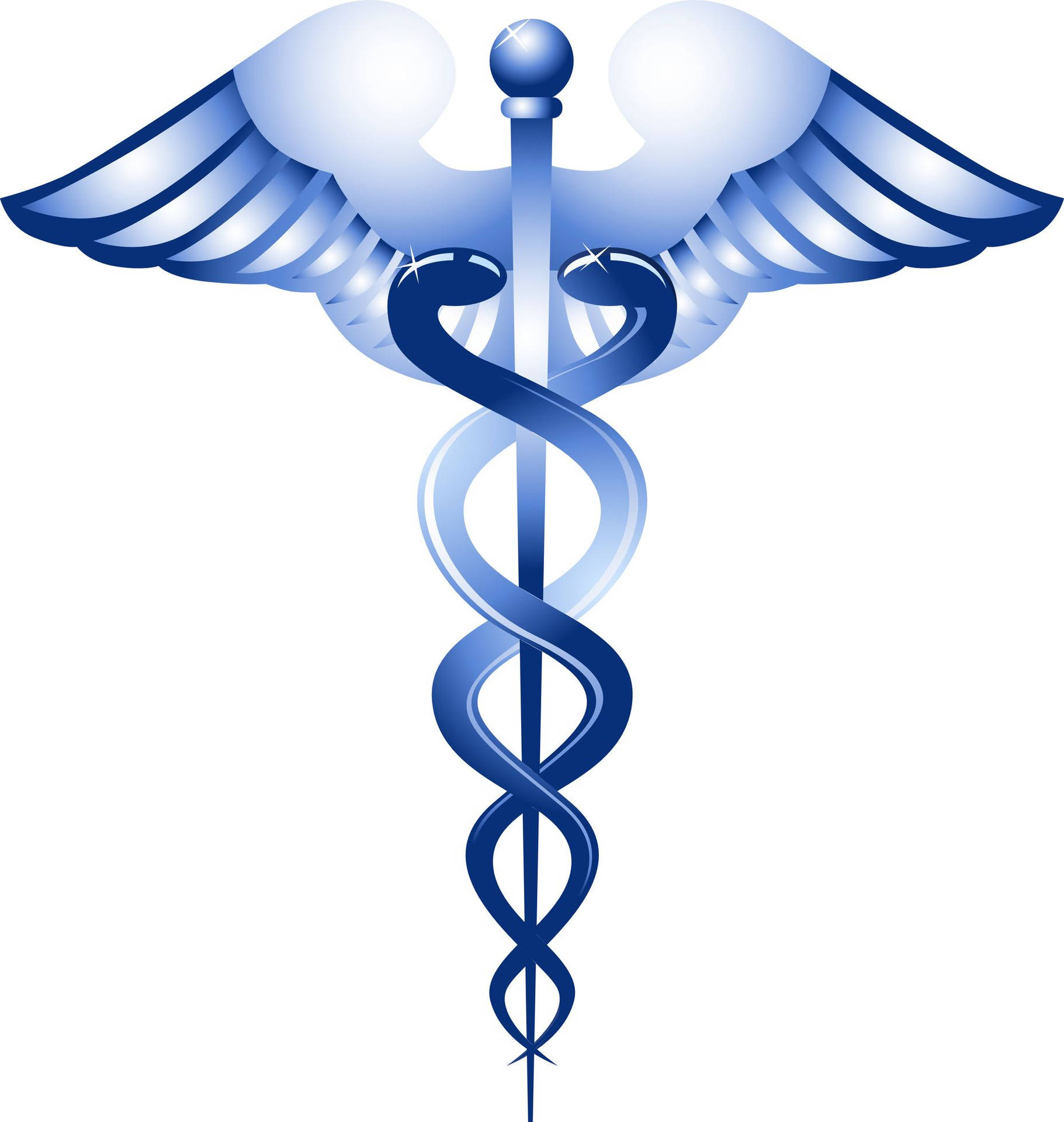 Blue And White Medical Hermes Staff Symbol Background