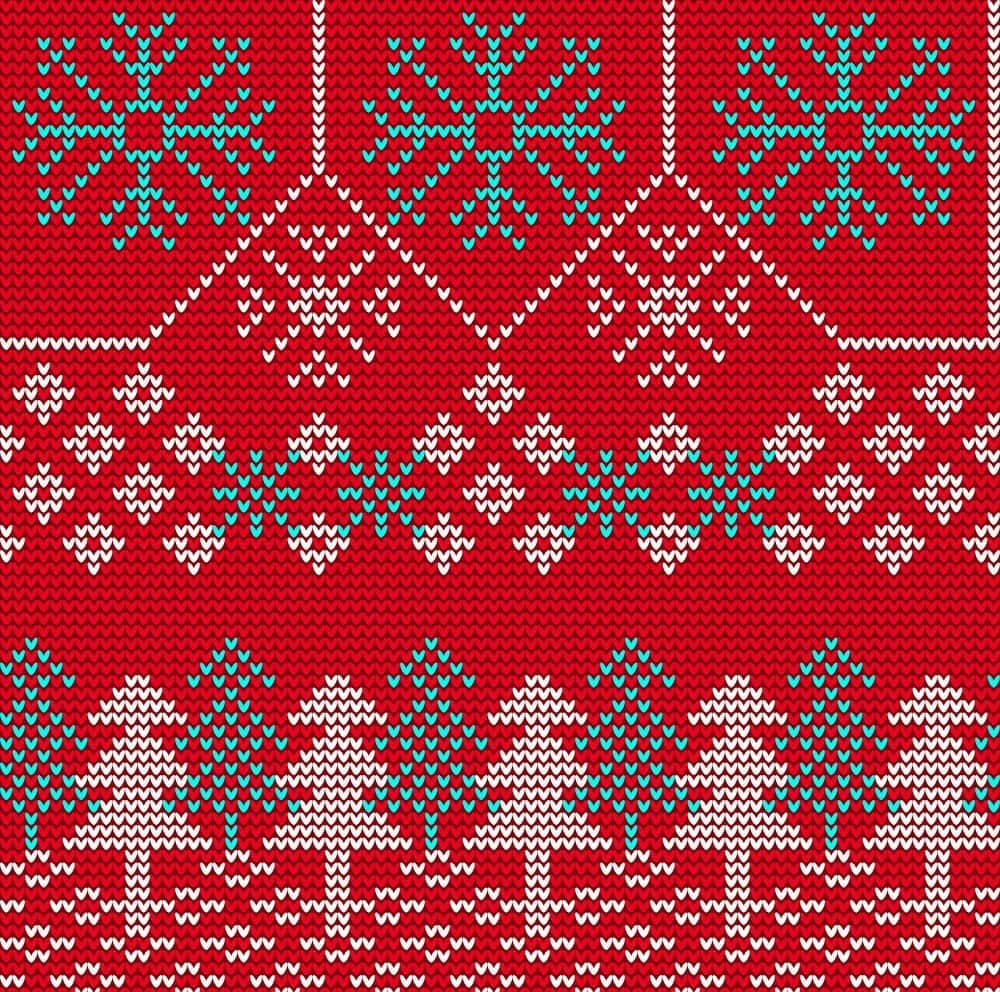 Blue And White Snowflakes Red Knit Sweater Background