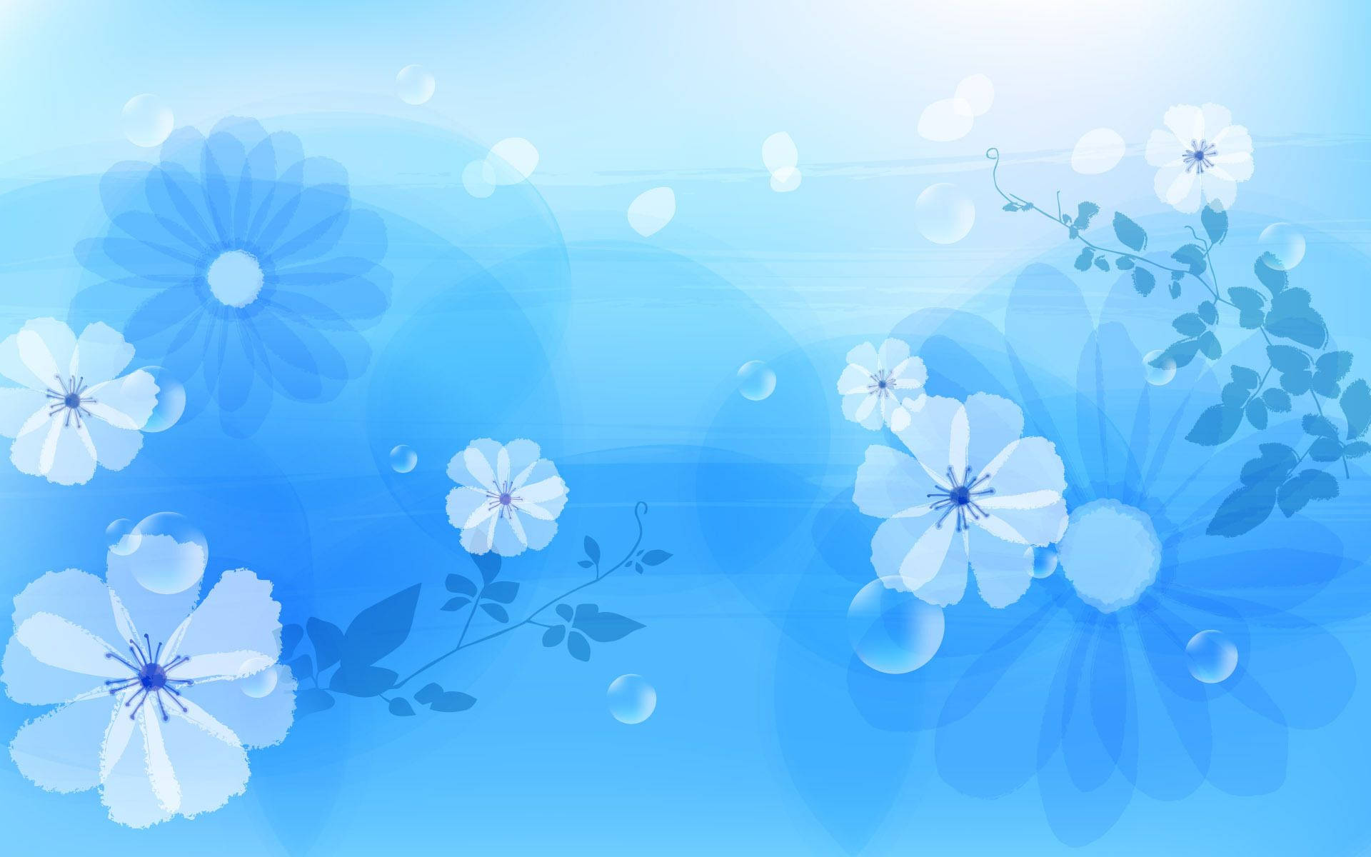 Blue And White Spring Flowers Art