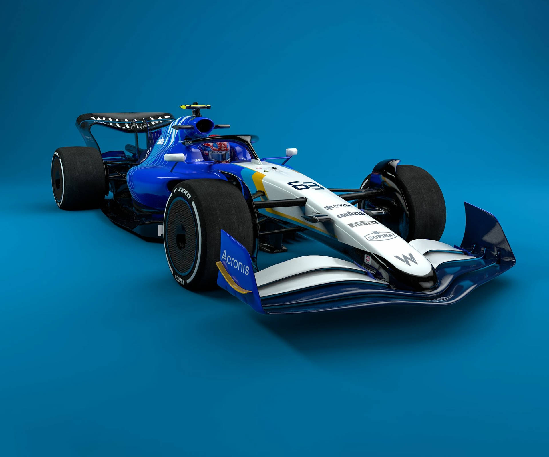 Blue And White Williams Car