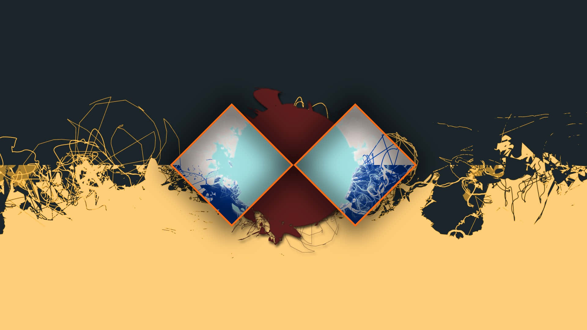 Blue And Yellow Digital Minimalist Abstract Design Background