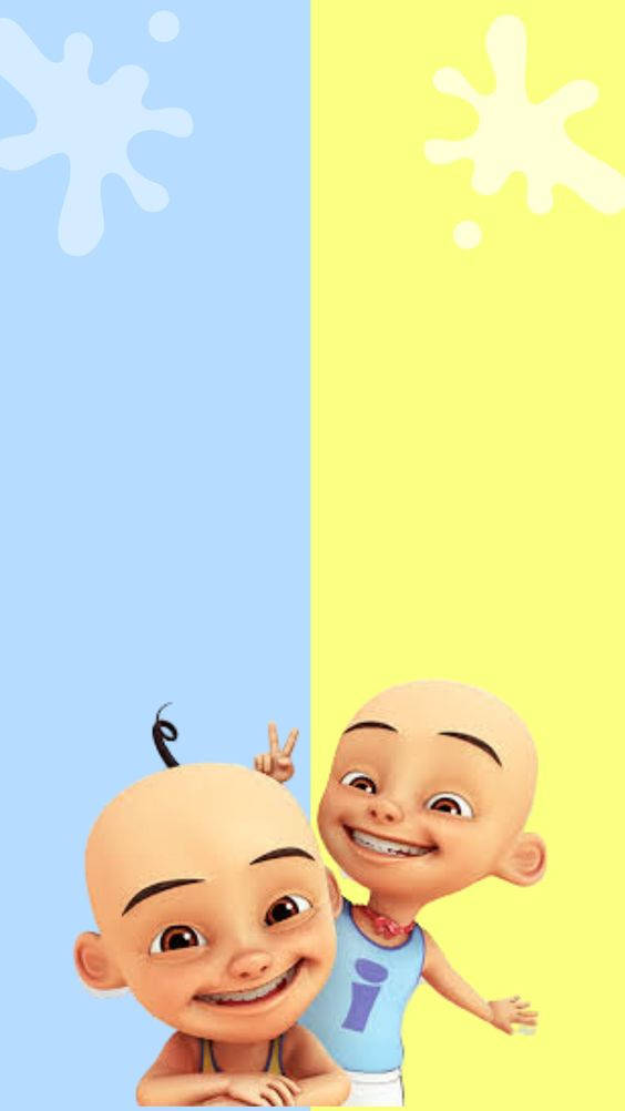 Blue And Yellow Upin & Ipin Background