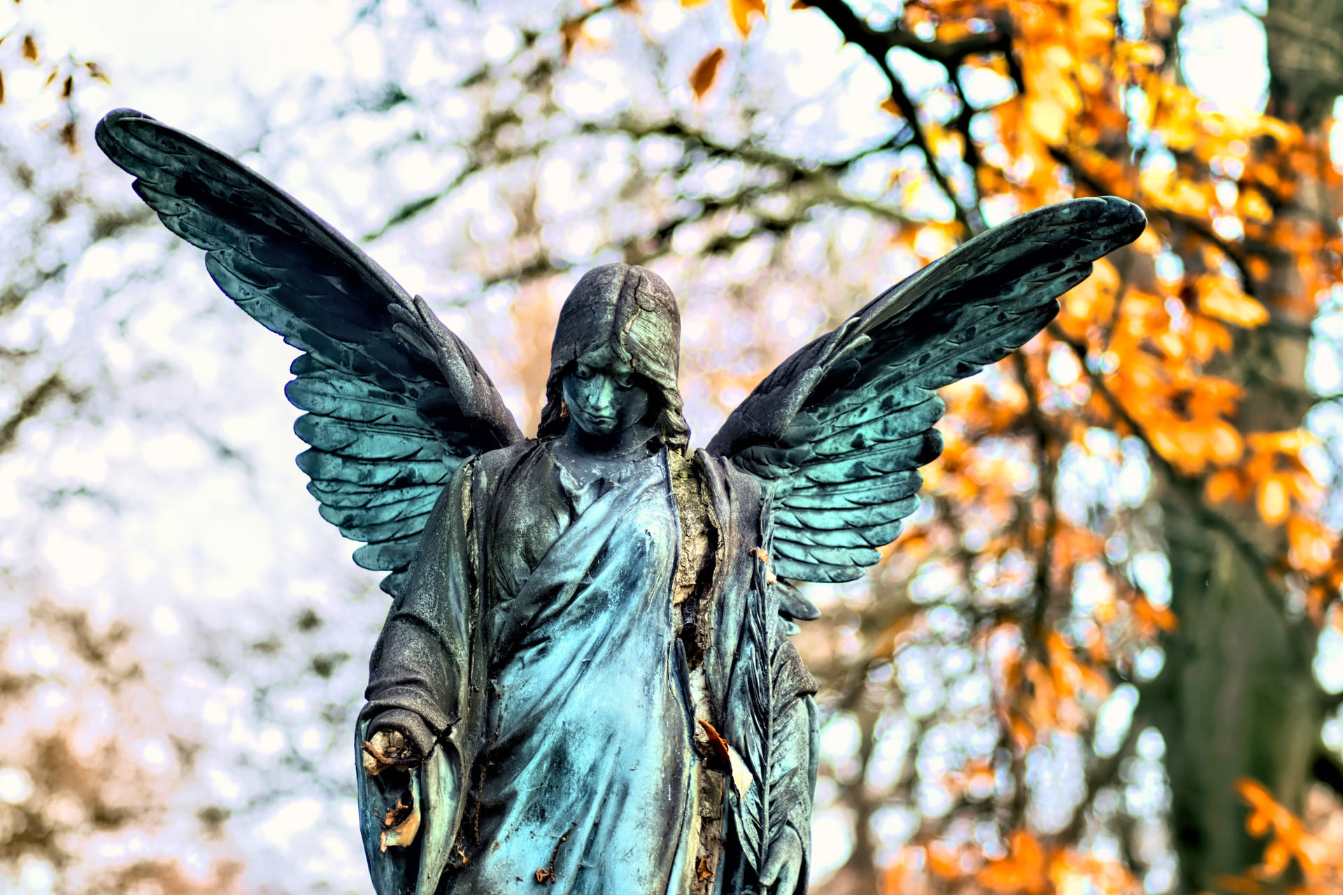 Blue Angel Statue Background