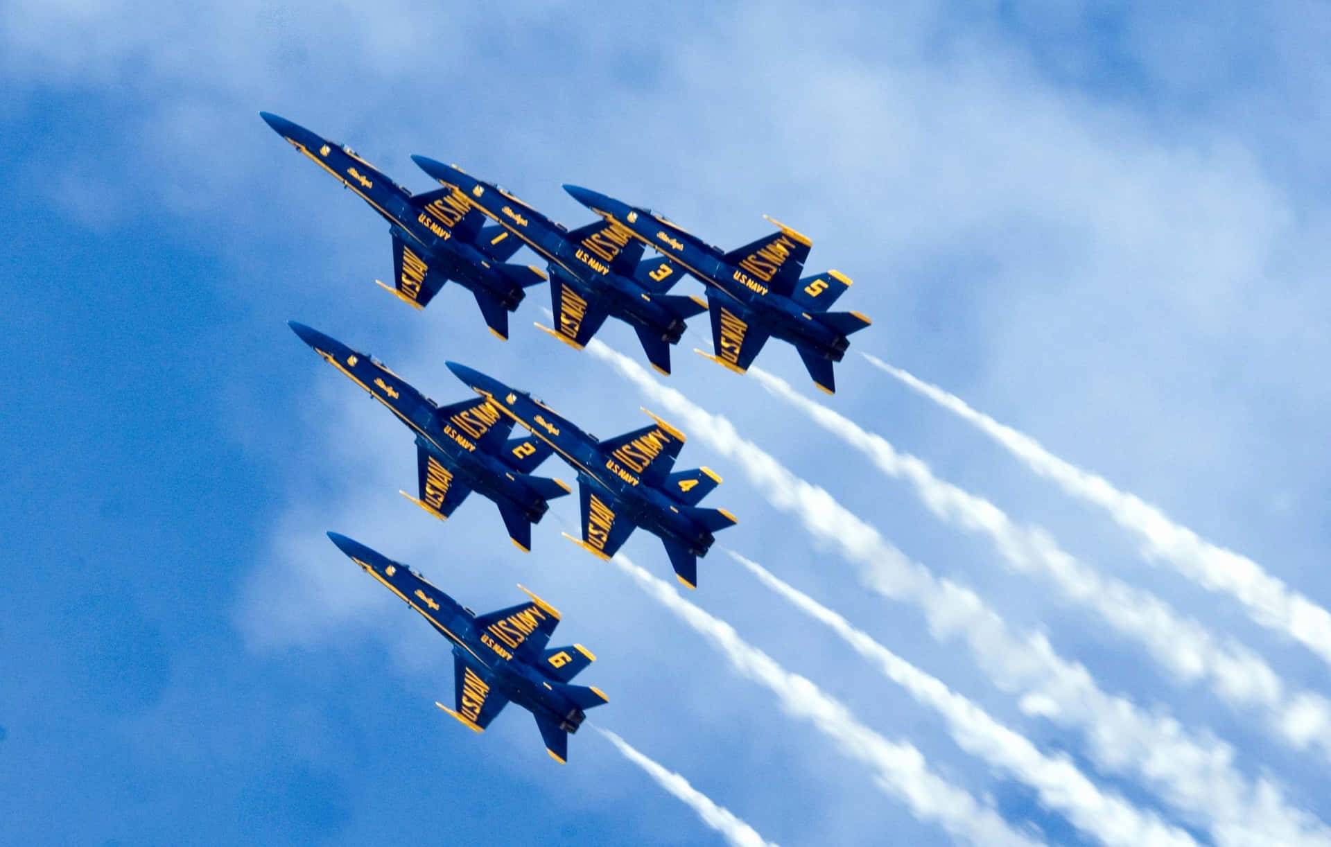 Blue Angels Flying In Formation Background