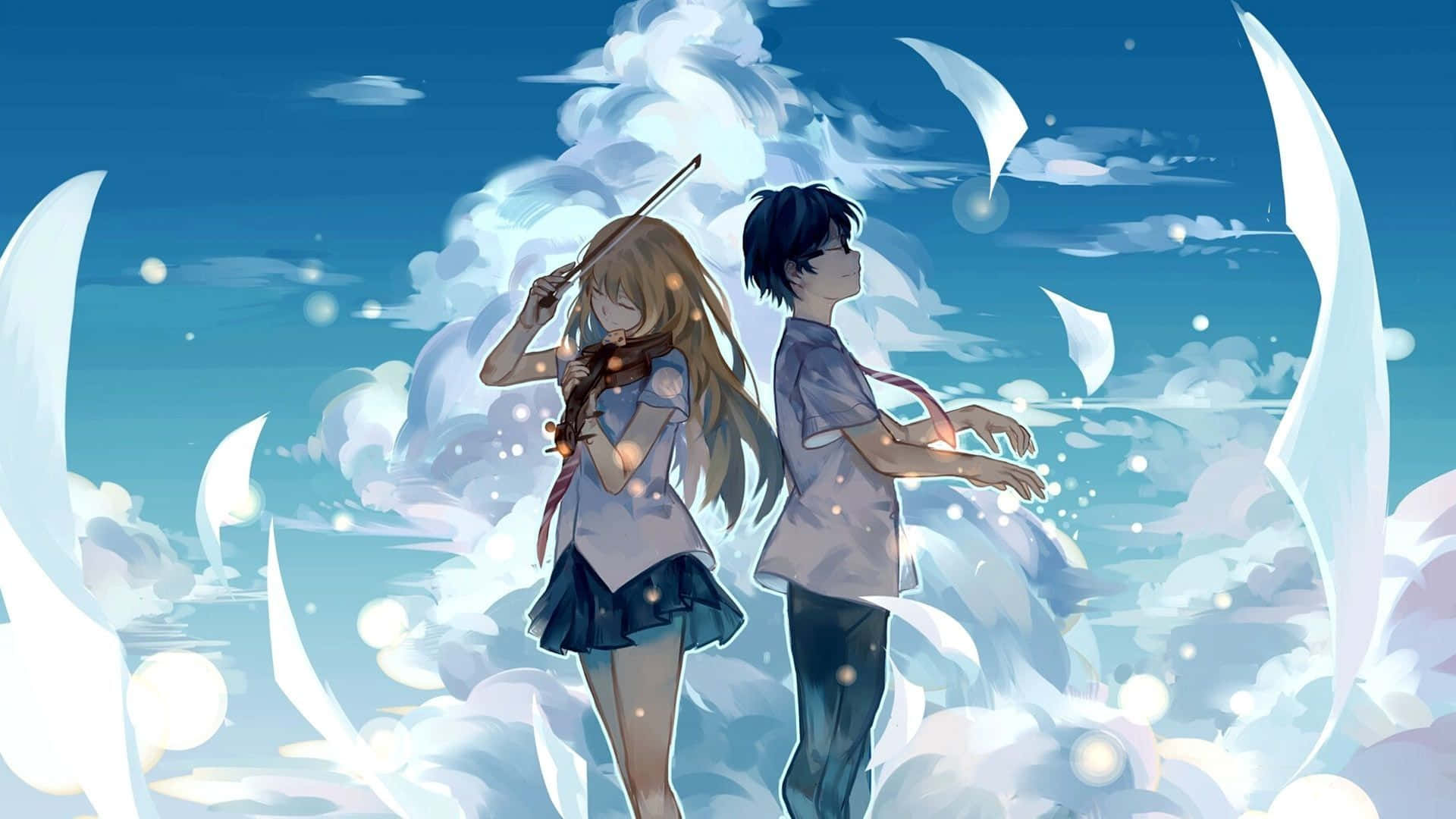 Blue Anime Aesthetic Desktop Cute Couple In Sky
