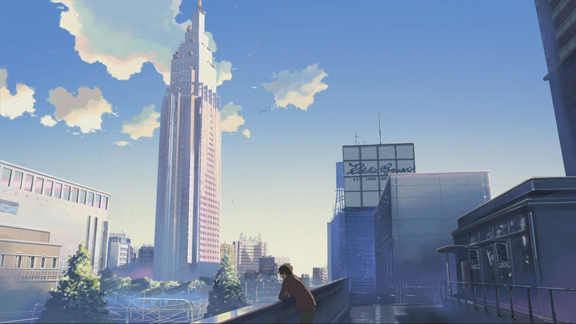 Blue Anime Cityscape Aesthetic Background