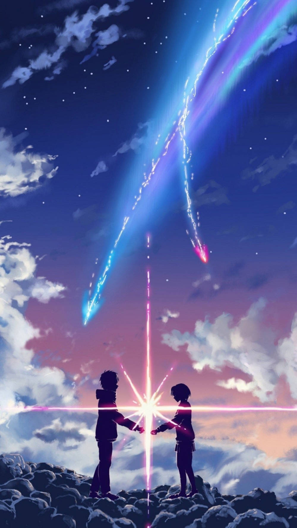 Blue Anime Falling Stars Aesthetic Background