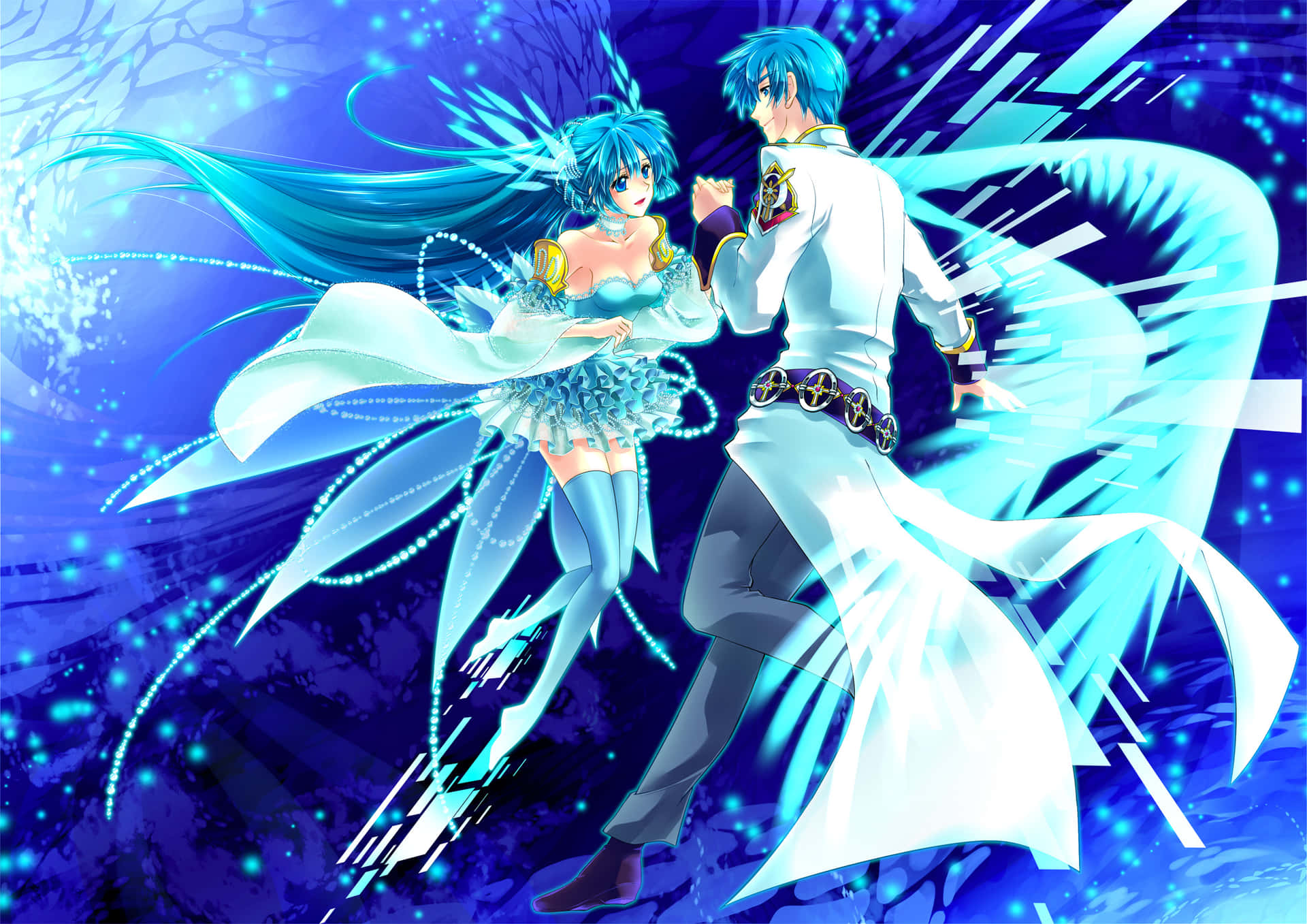 Blue Anime Kaito And Hatsune Miku