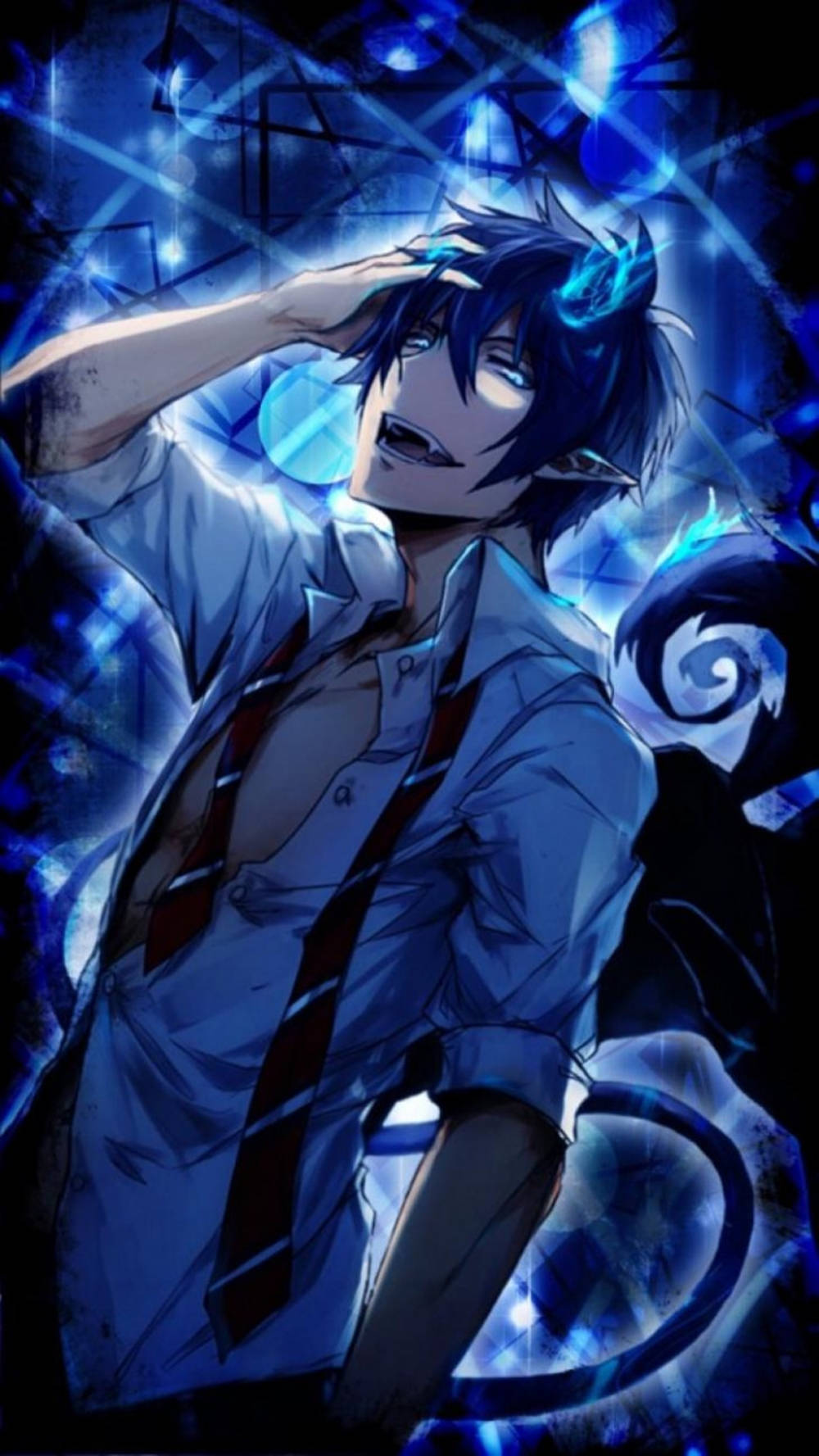 Blue Anime Rin Okumura Aesthetic Background