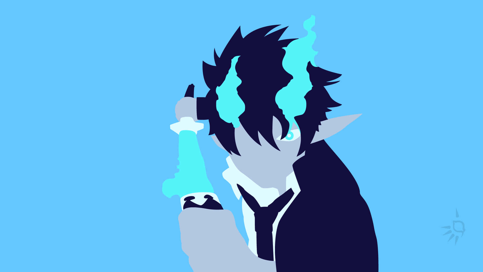 Blue Anime Rin Okumura Vector Art Background