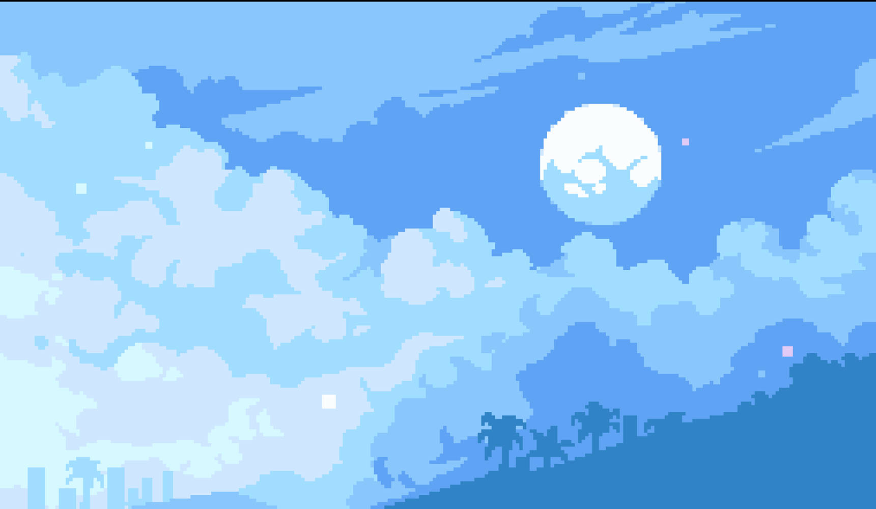 Blue Anime Sky And Moon Aesthetic Background