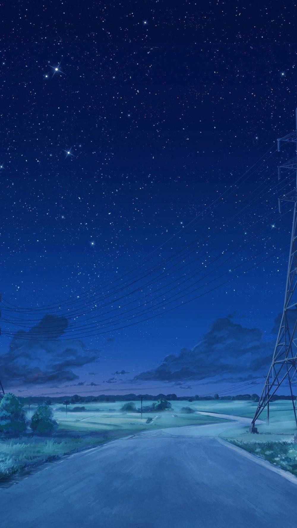 Blue Anime Starry Night Aesthetic Background