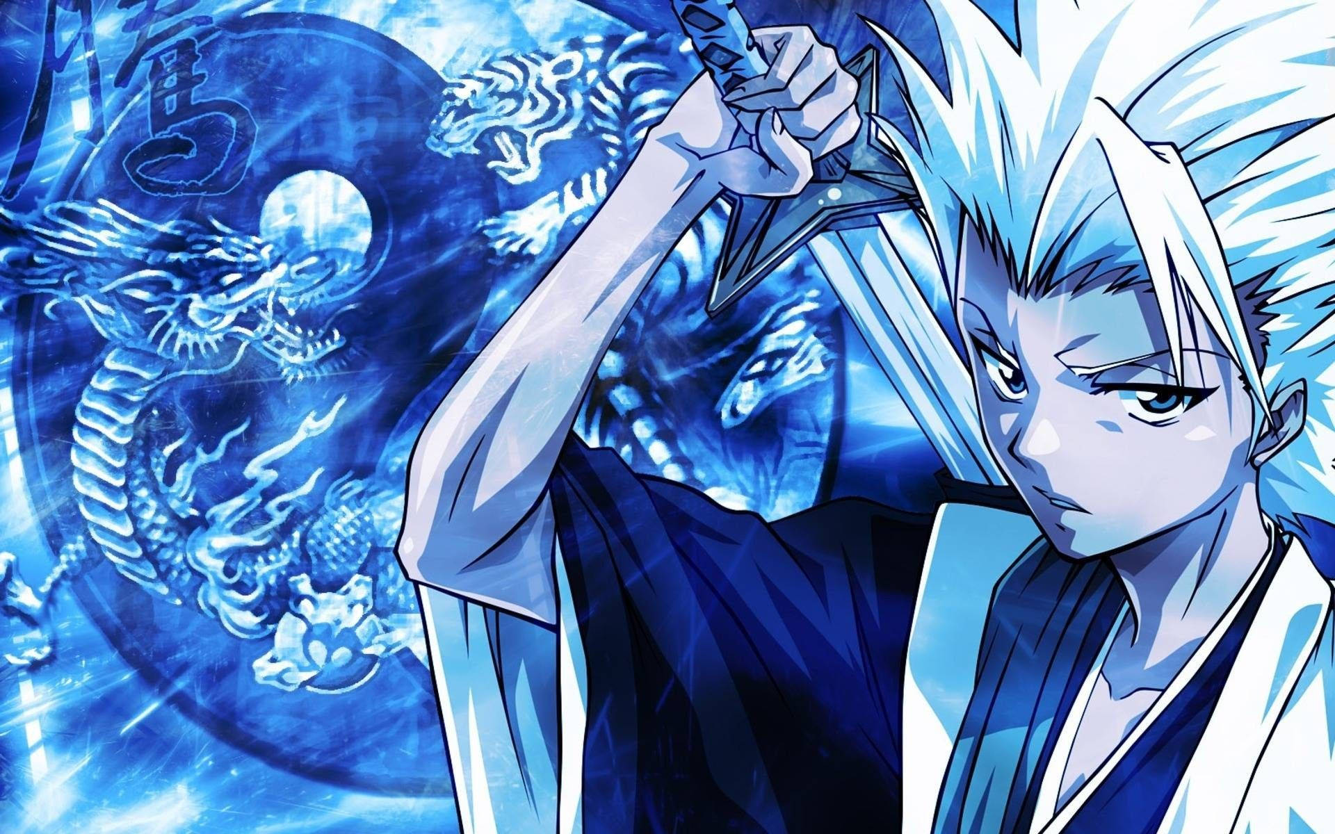 Blue Anime Toshiro Hitsugaya Aesthetic Background