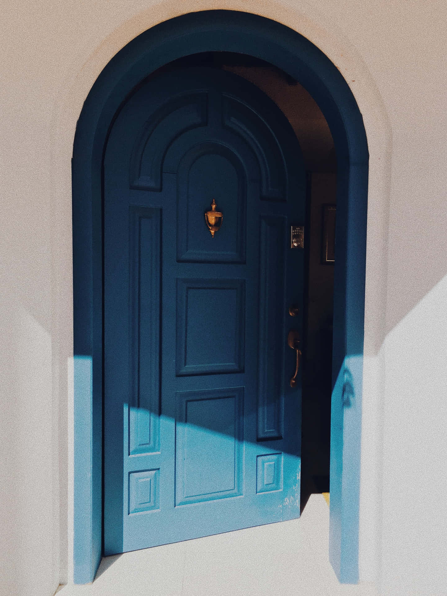 Blue Arched Open Door Background