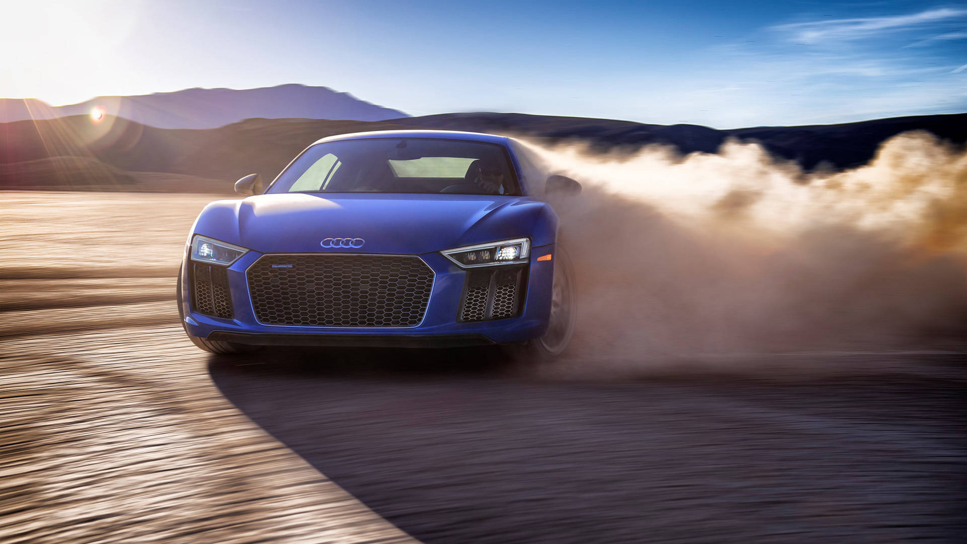 Blue Audi R8 Dust Background