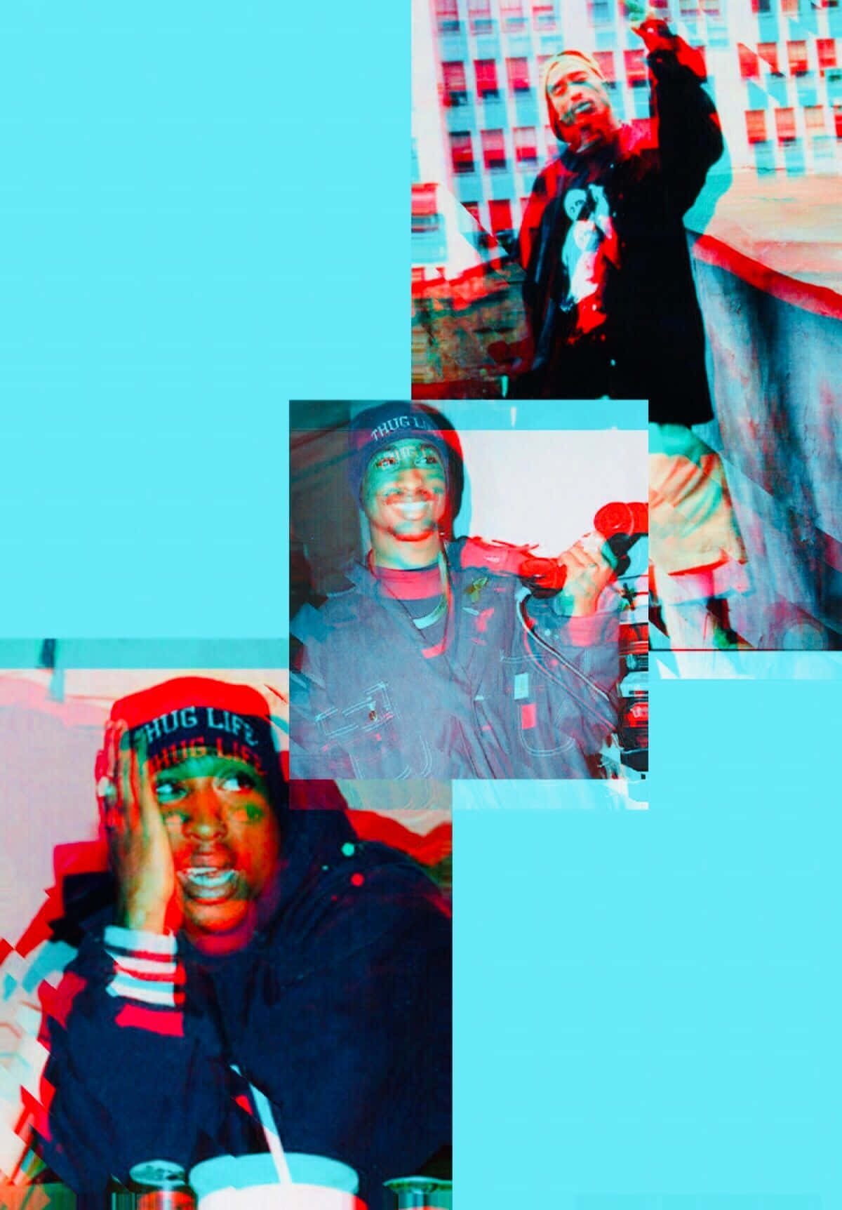 Blue Background Collage Tupac Iphone