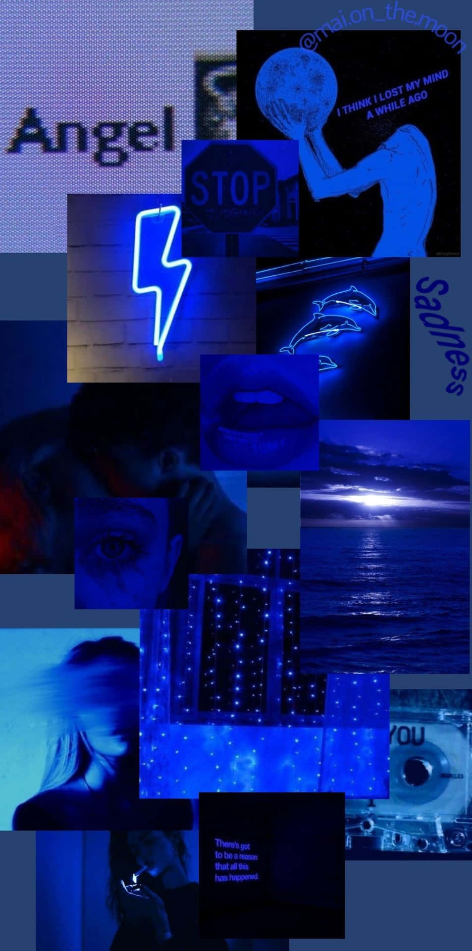 Blue Baddie Angel Collage Background