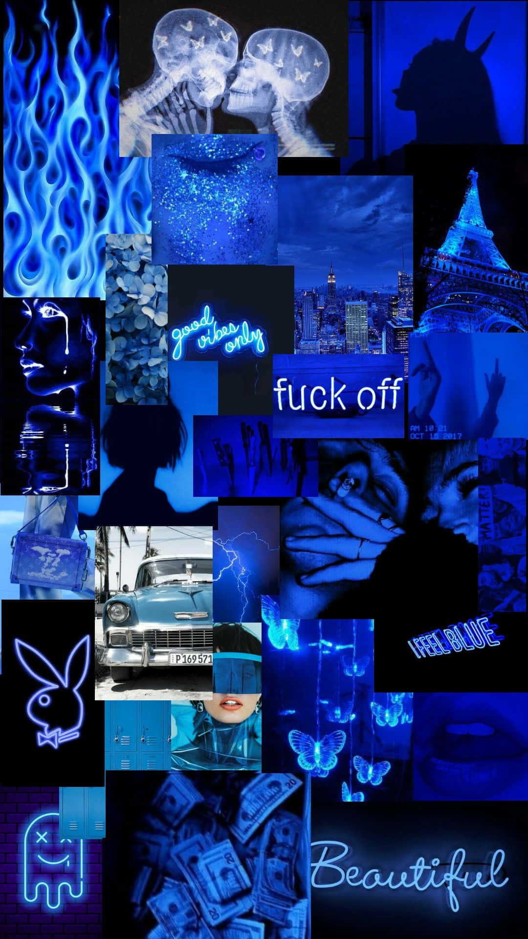 Blue Baddie Beautiful Collage Background