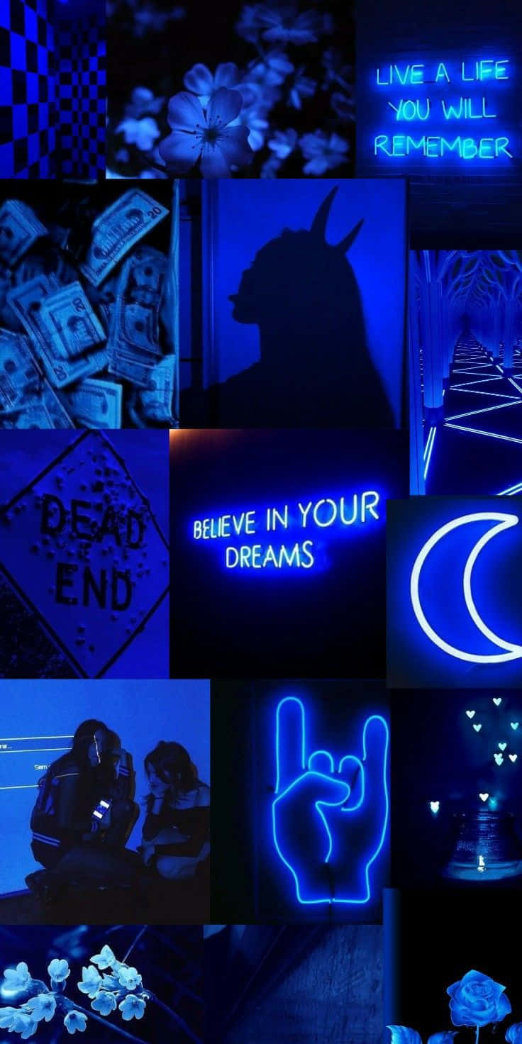 Blue Baddie Crescent Moon Aesthetic Collage