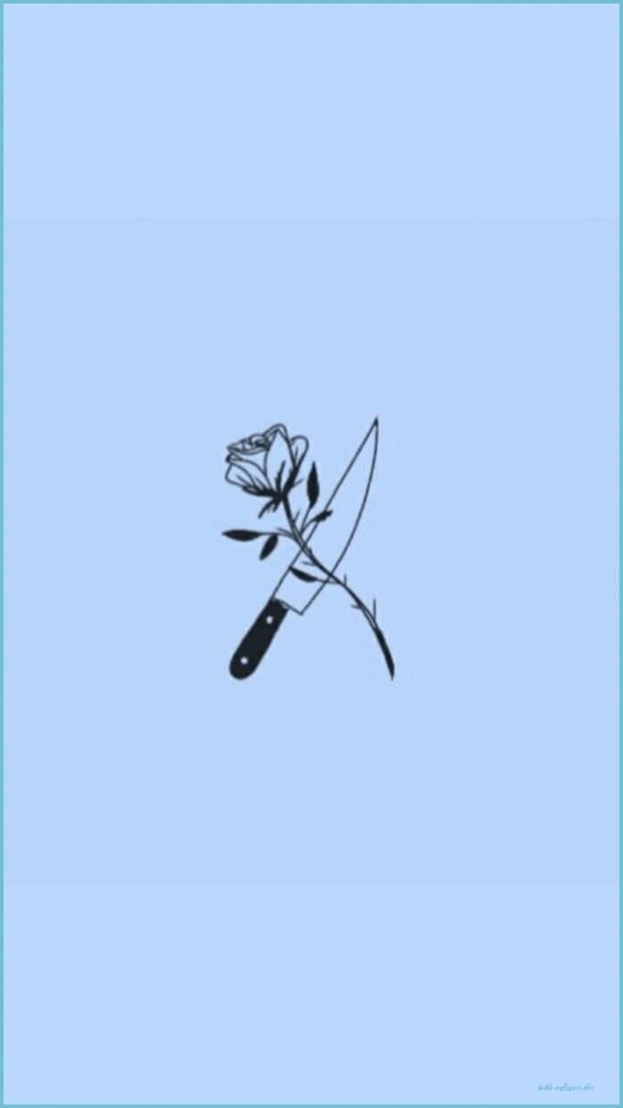 Blue Baddie With Knife And Rose