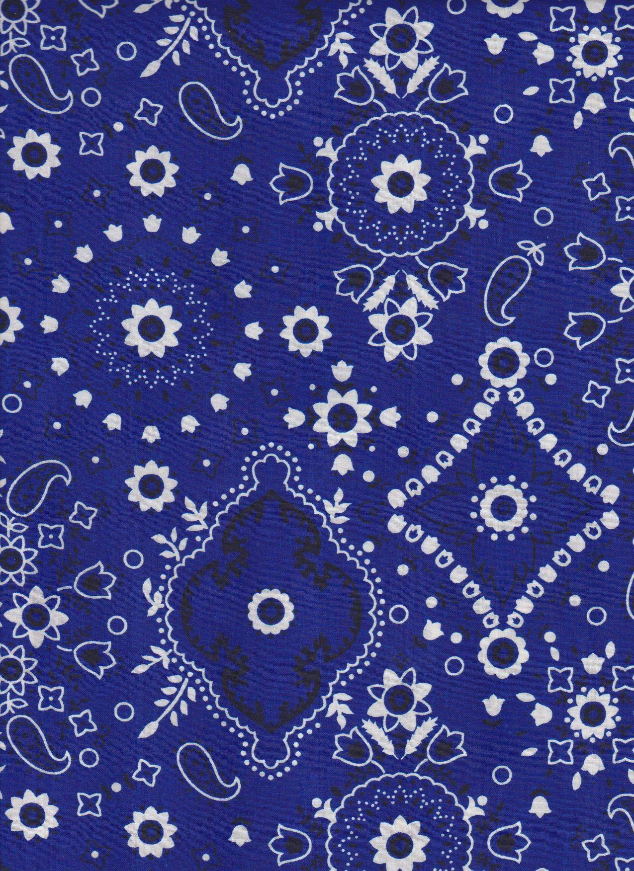 Blue Bandana Floral Pattern Background