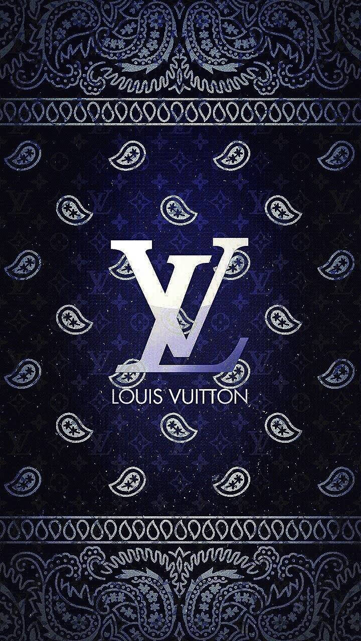 Blue Bandana Louis Vuitton Monogram Background