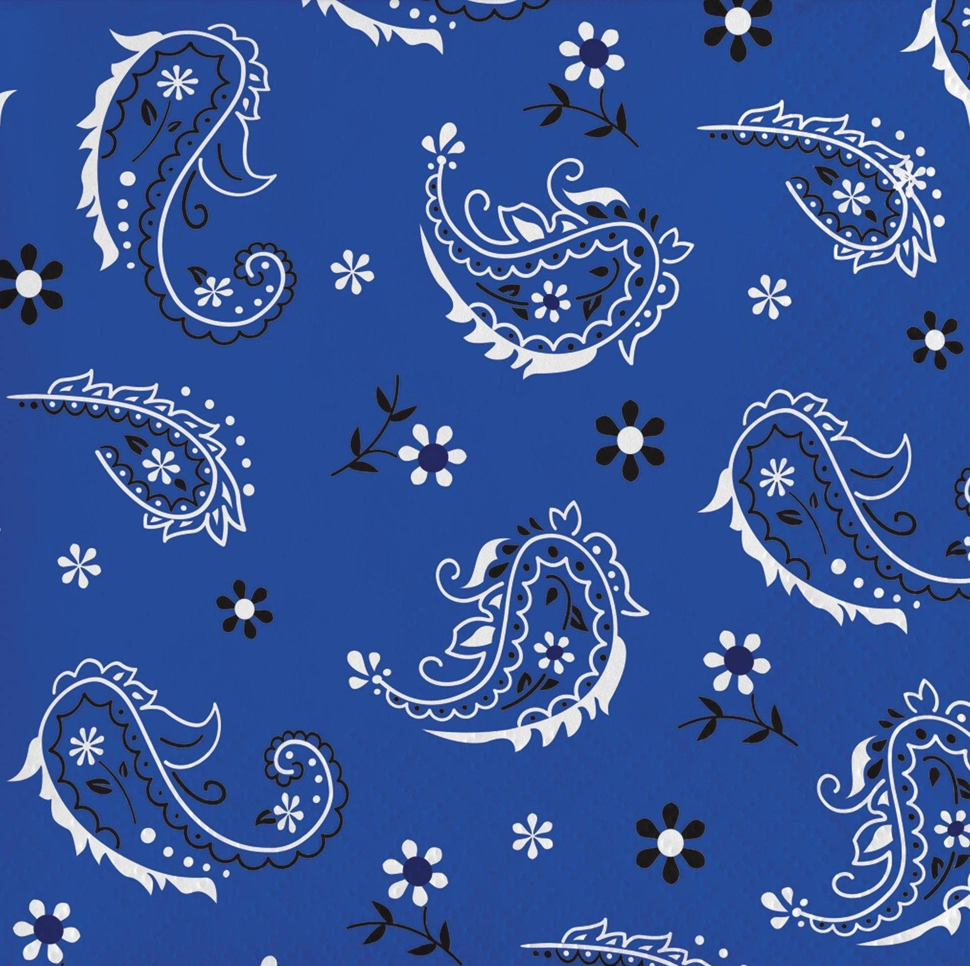 Blue Bandana With Flower Design Background