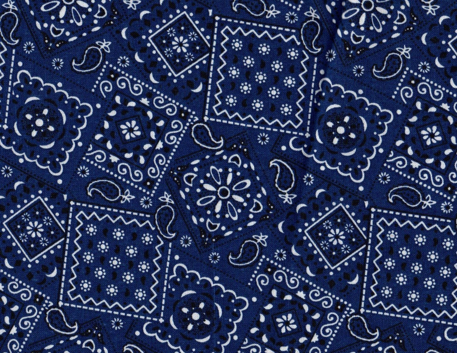 Blue Bandana With Paisley Pattern Background