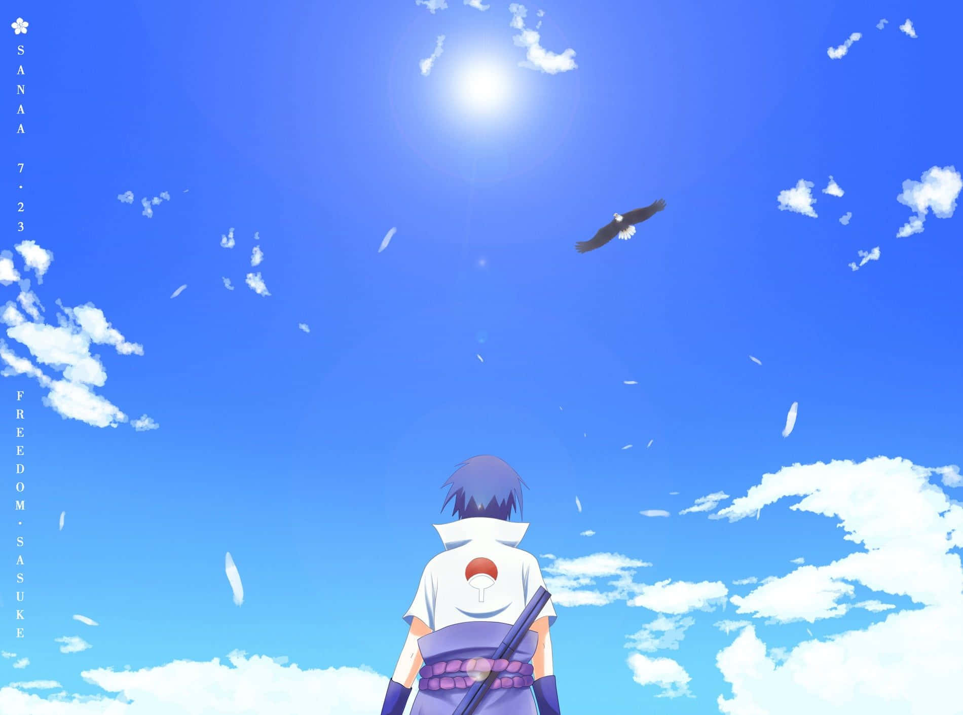 Blue Birds And Sky Sasuke Background