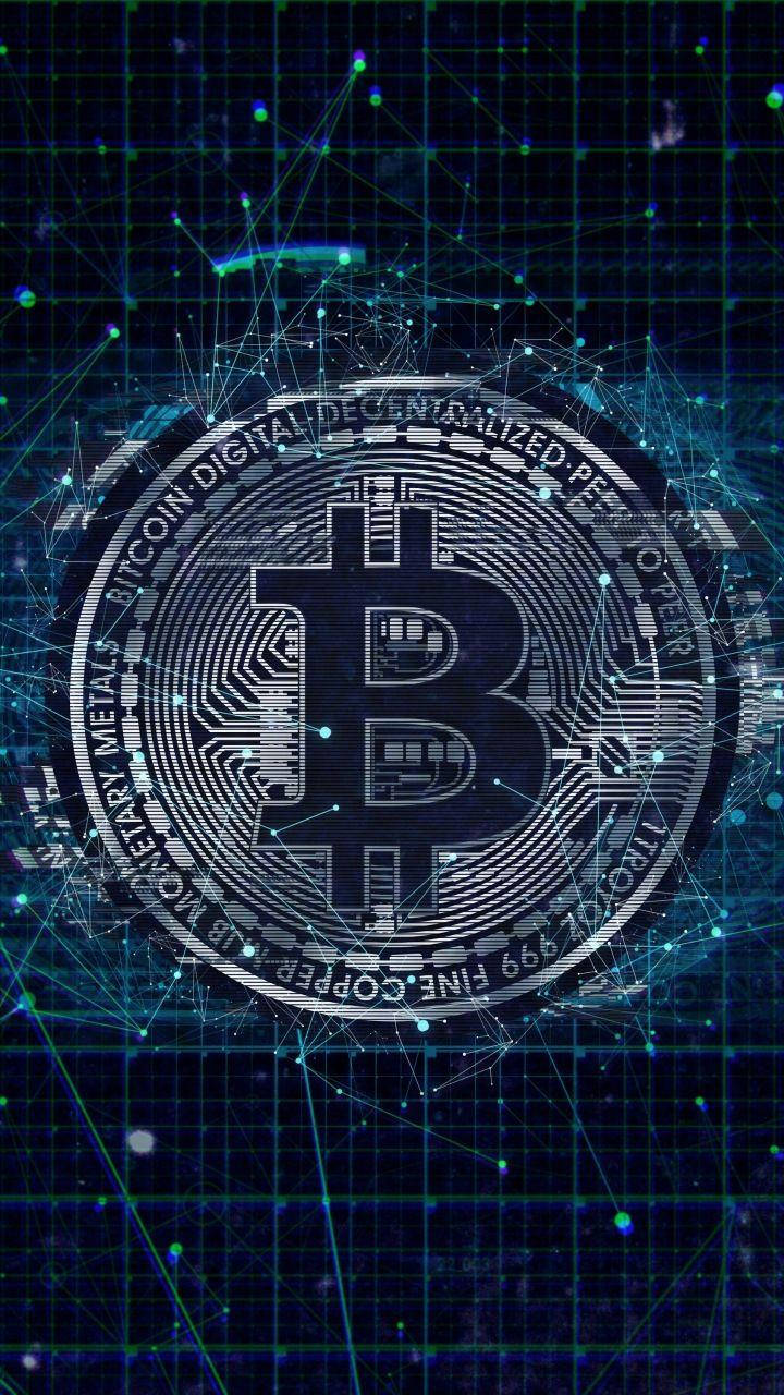 Blue Bitcoin Digital Crypto Graphic